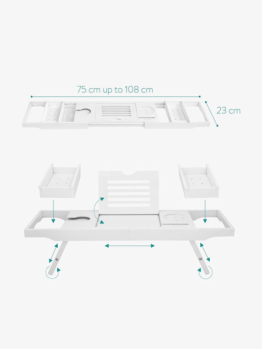 Navaris Rectangle Bed tray of Bamboo In White Colour 47685.03 1pcs