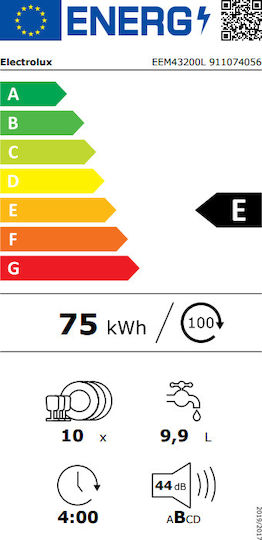 Electrolux Напълно вградена съдомиялна машина за 10 комплекта Ш44.6xВ81.8см.