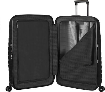 Samsonite Proxis Mittlerer Reisekoffer Hartschalen Schwarz mit 4 Räder Höhe 69cm