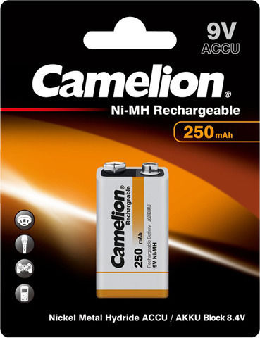 Camelion Rechargable Battery 9V Ni-MH 250mAh 1pcs
