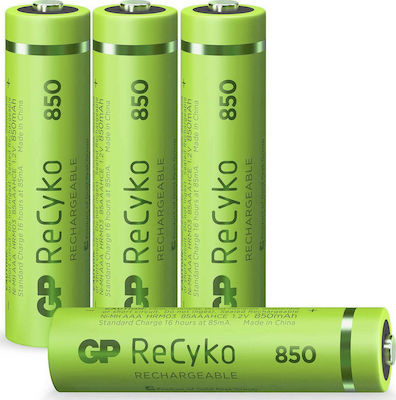 GP Batteries ReCyko+ Επαναφορτιζόμενες Μπαταρίες AAA Ni-MH 850mAh 1.2V 4τμχ