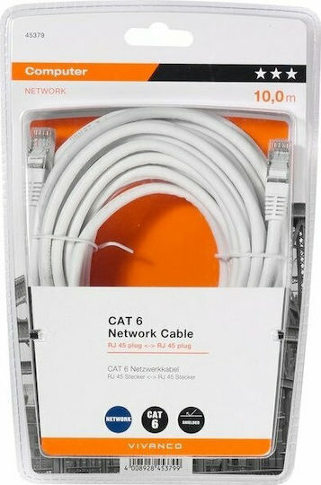 Vivanco F/UTP Cat.6 (Gigabit) Καλώδιο Δικτύου Ethernet 10m Λευκό