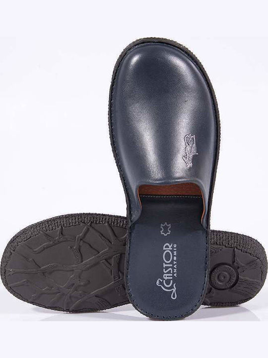 4518 Men's Leather Slippers Blue