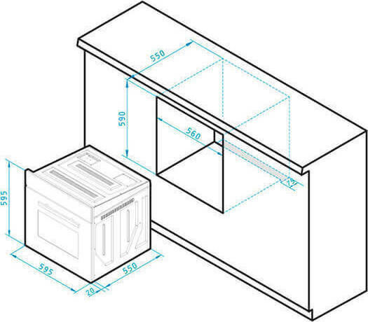 Pyramis 60ΑΠ 1075 Cuptor Deasupra Blatului 66lt L59.5cm.