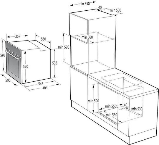 Gorenje Φούρνος άνω Πάγκου 77lt Π59.5εκ. Inox