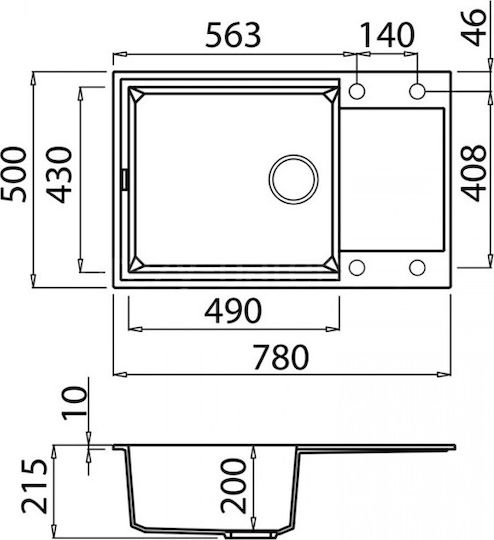 Elleci Easy 310 Granitek Drop-In Μ78xΠ50см Tortora Elleci Easy 310 Granitek Drop-In Μ78xΠ50см Tortora
