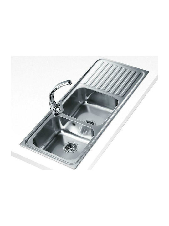 Teka Classic Max (Super Bowl) Αριστερός Ένθετος Νεροχύτης Inox Σατινέ Μ116xΠ50cm Ασημί