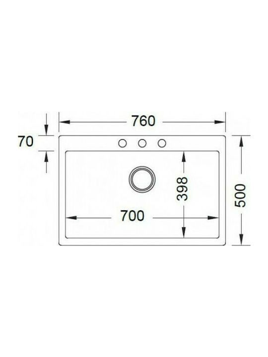 Duralit KZ075 KZ075-420 Drop-In Sink Synthetic Granite W76xD50cm Negro Grafito