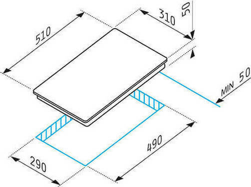 Pyramis Domino 247 Domino Εμαγιέ Εστία Αυτόνομη Inox 31x51εκ. Ασημί