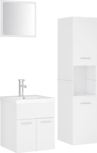 vidaXL Waschtisch mit Waschbecken, Spiegel & Säule Mattlack L41xB38.5xH46cm Weiß