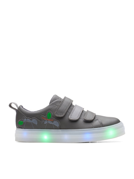 Clarks Kids Sneakers with Straps & Lights Gray