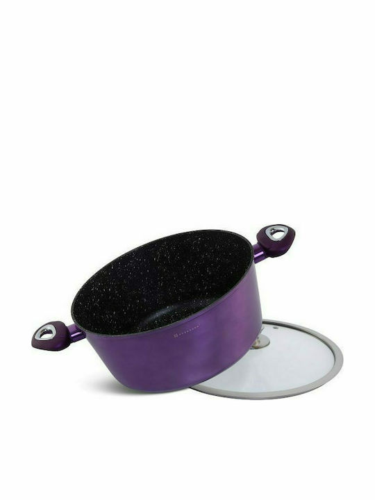 Edenberg Cookware Set of Aluminum with Stone Coating Purple 15pcs