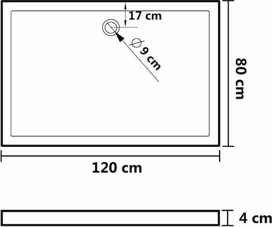 vidaXL Ορθογώνια Ακρυλική Ντουζιέρα 80x120cm Μαύρη