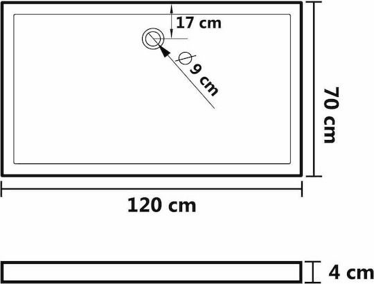 vidaXL Rectangular Acrylic Shower Black 70x120x4cm