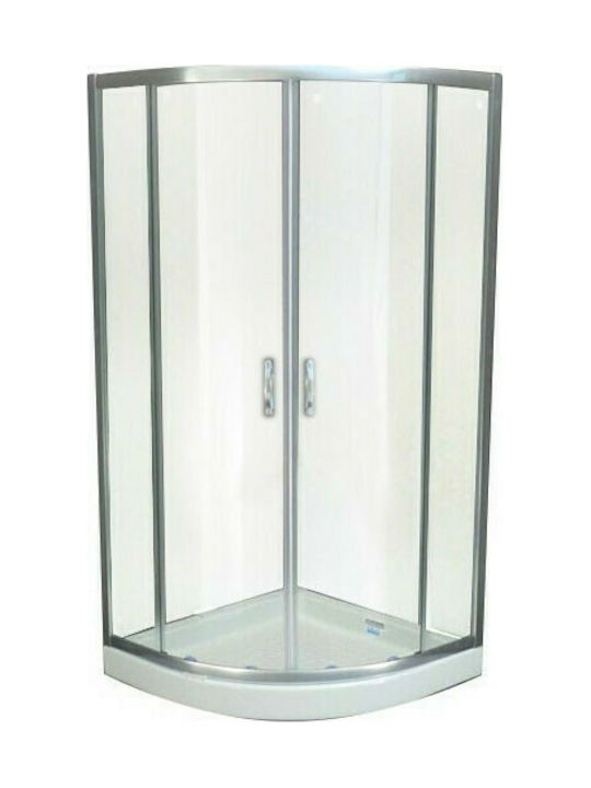 Gloria Romeo 80-1930 Cabin for Shower Semi-circular with Sliding Door 80x80x180cm Clear Glass Chrome