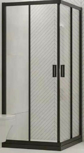 Gloria Nera America Καμπίνα Ντουζιέρας με Συρόμενη Πόρτα 90x90x185cm Black Gloria Nera America Καμπίνα Ντουζιέρας με Συρόμενη Πόρτα 90x90x185cm Black