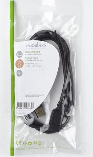 Nedis 2m USB 2.0 Cable A-Male to A-Female (CCGP60010BK20)