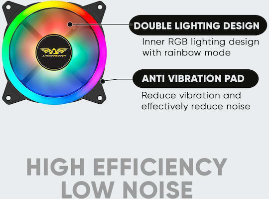 Armaggeddon iCORE DL-14 Case Fan 140mm 1100rpm 45.26cfm with ARGB Lighting and 6-Pin Connection