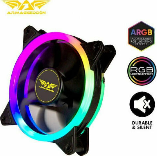 Armaggeddon Loop-14 Case Fan 140mm (1100rpm / 45.26cfm) with ARGB Lighting and 6-Pin Connection