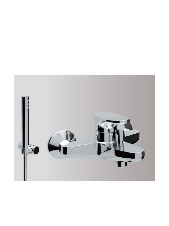 Teorema Tag Mixing Bathtub Shower Faucet Complete Set Silver