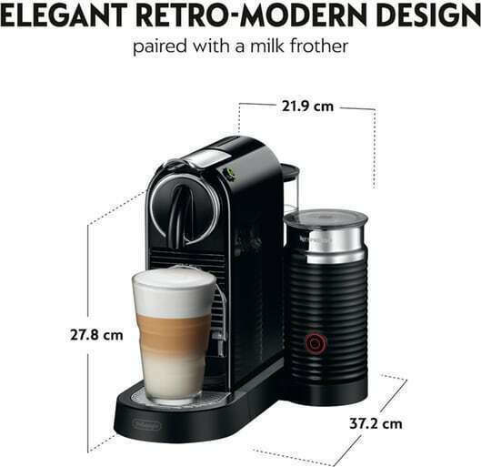 De'Longhi Citiz & Milk Pod Coffee Machine Nespresso Pressure 19bar with Milk Frother Black