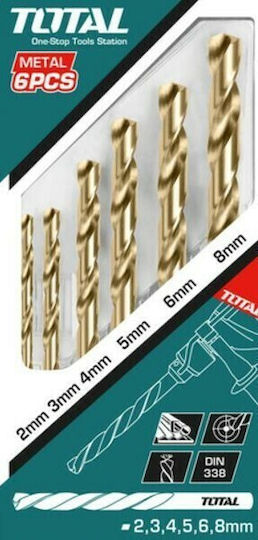 Total Set of 6 Drills HSS with Cylindrical Shank for Metal