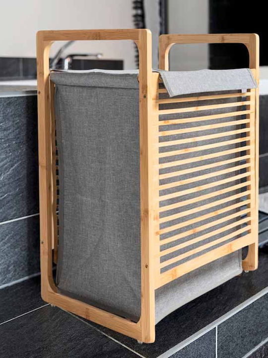 Wenko Bahari Laundry Basket Bamboo 43L 40x35x60cm Gray