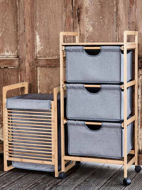 Wenko Bahari Laundry Basket Bamboo 43L 40x35x60cm Gray