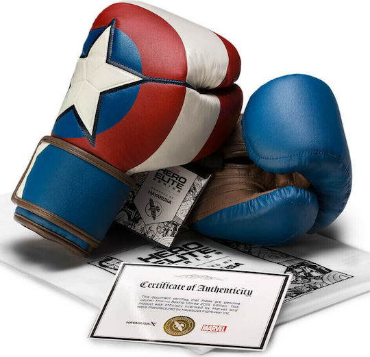 Hayabusa Captain America Боксови ръкавици Кожени за състезание Многоцветни
