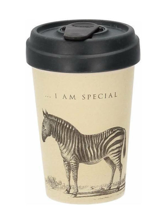 Chic Mic Special Zebra Κούπα Μπαμπού με Καπάκι Λευκή 400ml