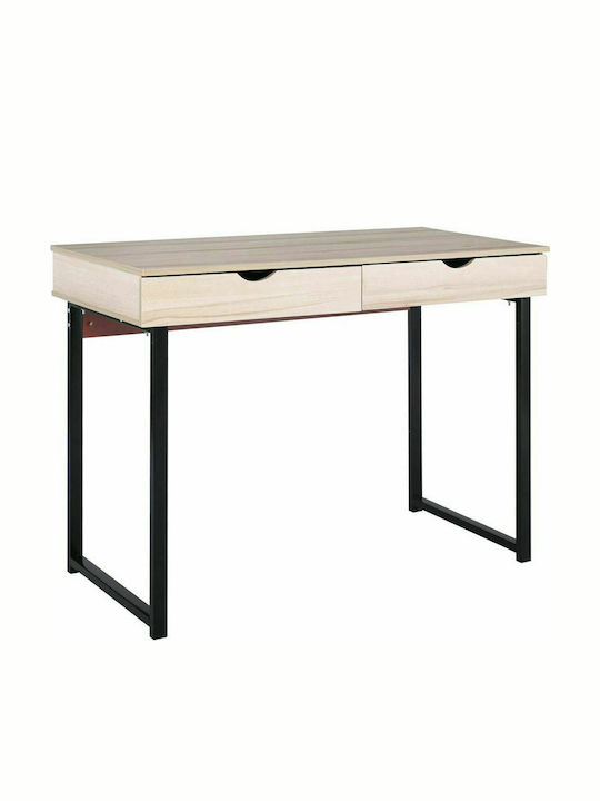 Birou Maple Din Lemn Bej Cu Picioare Metalice 100x48x75cm EO403,2