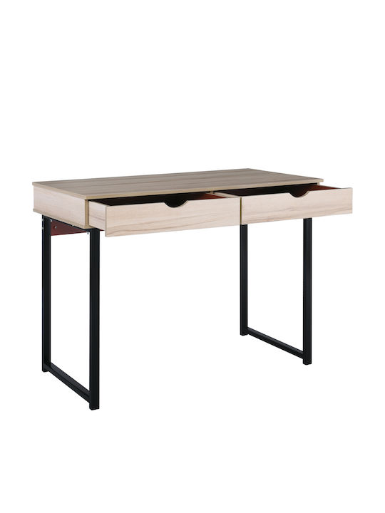 Birou Maple Din Lemn Bej Cu Picioare Metalice 100x48x75cm EO403,2