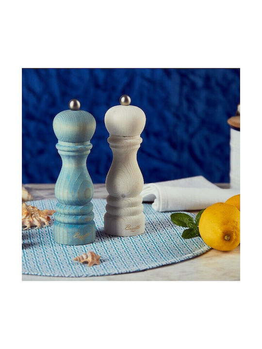 Bisetti Vintage Χειροκίνητος Μύλος Αλατιού Ξύλινος σε Λευκό Χρώμα 19cm