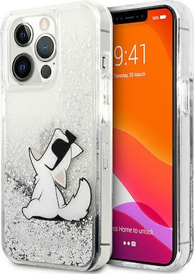 Karl Lagerfeld Liquid Glitter Choupette Fun Umschlag Rückseite Kunststoff Silber (iPhone 13 Pro Max) KLHCP13XGCFS