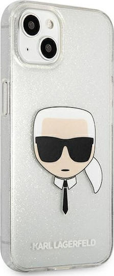 Karl Lagerfeld Glitter Karl`s Head Задна корица Пластмаса Сребрист (iPhone 13 mini)