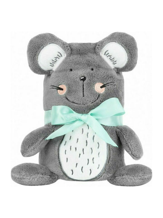 Kikka Boo Decke Wickeltücher für Kinderzimmer 3D Mouse Gray mit Tierchen 75x100cm