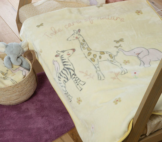 Nef-Nef Homeware Blanket Cot Take Care Nature Fleece Yellow 100x140cm