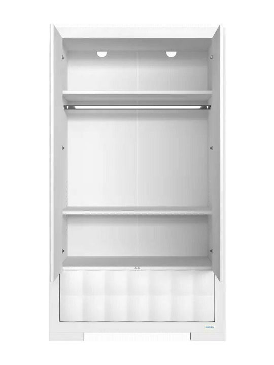 Rombo Δίφυλλη Ντουλάπα με 1 Συρτάρι Λευκή 100x54x180cm