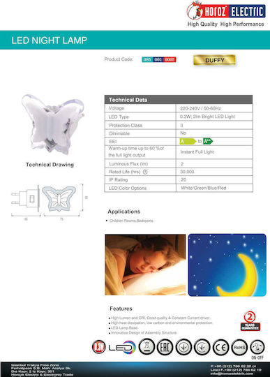 Ankor Nachtlicht für das Kinderzimmer LED Schmetterling Stromquelle Weiß Kalt mit Buntes Licht