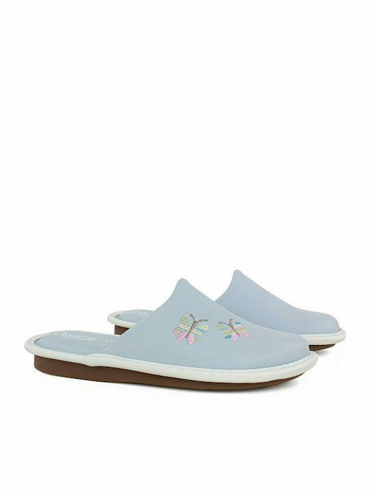 Castor Anatomic Anatomic Leather Women's Slippers In Light Blue Colour