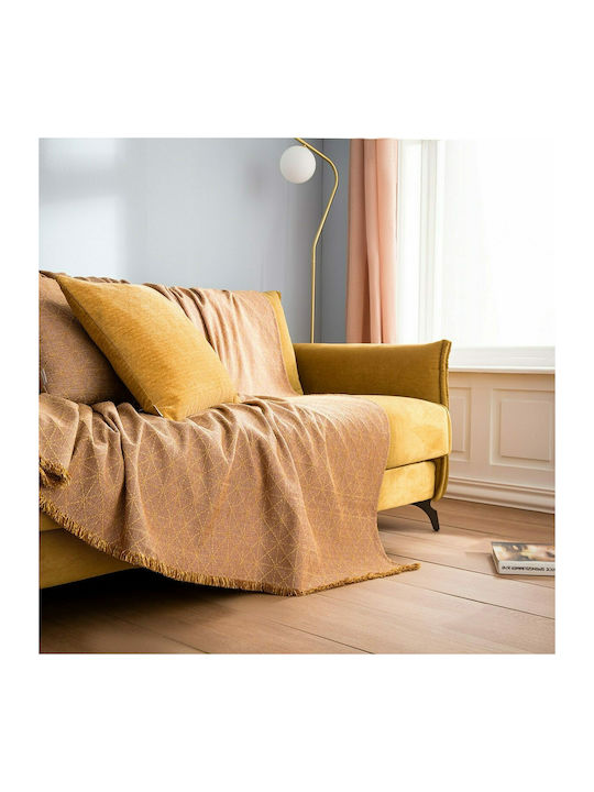 Gofis Home Sofa Throws 2 Seater Asteroid 180x250cm Thick Yellow 944/10