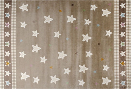 Tzikas Carpets 31768-071 Παιδικό Χαλί Αστέρια Καφέ 133x190cm Πάχους 11mm
