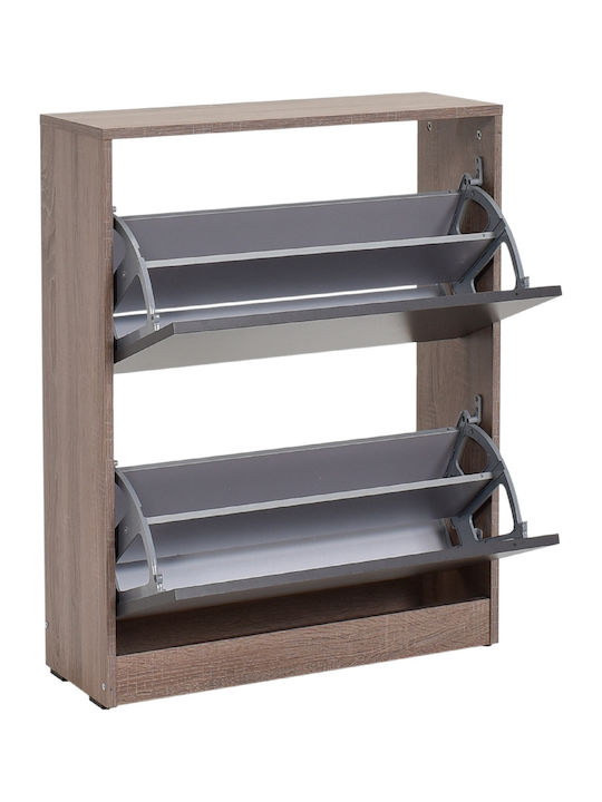 Wooden Shoe Organizer with 2 Shelves Latex / Charcoal 73x26x84cm