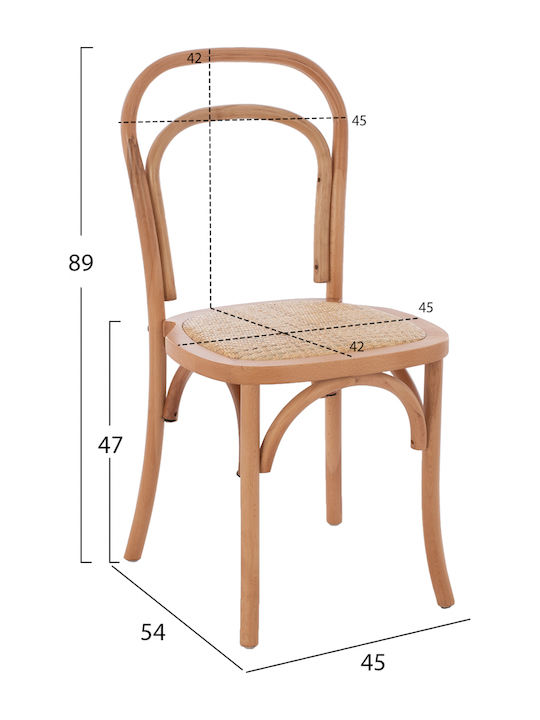 Cafe Wooden Chair Natural 45x54x89cm