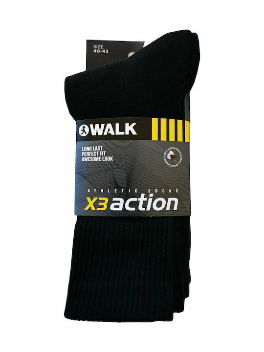 Walk Bărbați Șosete Uni Negre 3Pachet