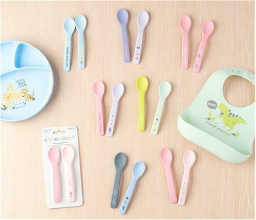 Stephen Joseph Baby Set with Spoons made of Silicone Purple 2pcs