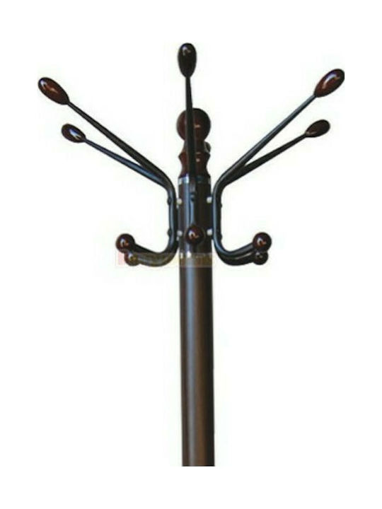 Woodwell Metallic Coat Rack Walnut Rotating with Marble Base Marta 37x37x175cm