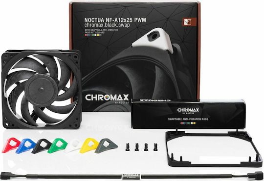 Noctua NF-A12x25 PWM chromax.black.swap Case Fan 120mm (2000rpm / 60cfm) Χωρίς Led Φωτισμό και Σύνδεση 4-Pin