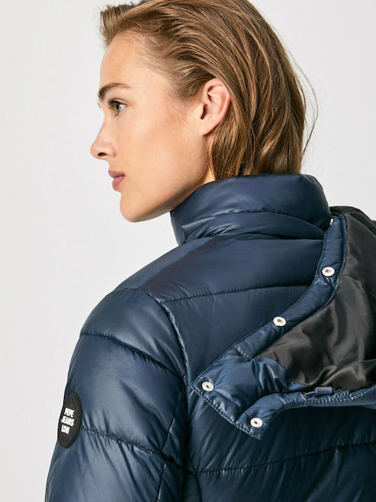 Camille Κοντό Γυναικείο Puffer Μπουφάν για Χειμώνα Navy Μπλε