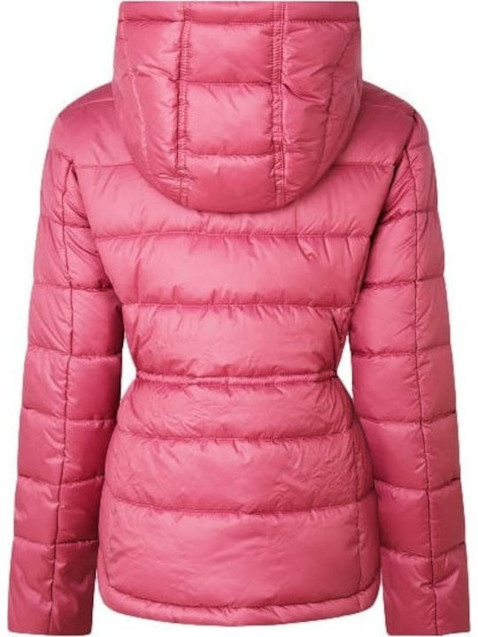 Camille Women's Short Puffer Jacket for Winter with Hood Pink